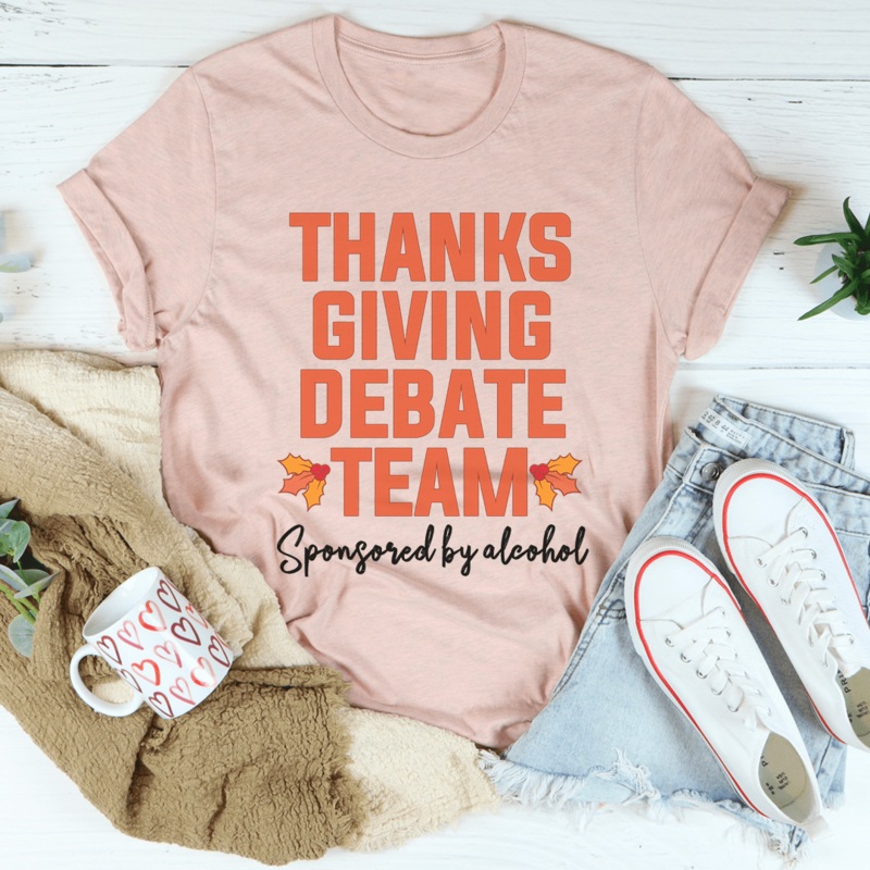 Thanksgiving Debate Team Tee Heather Prism Peach S