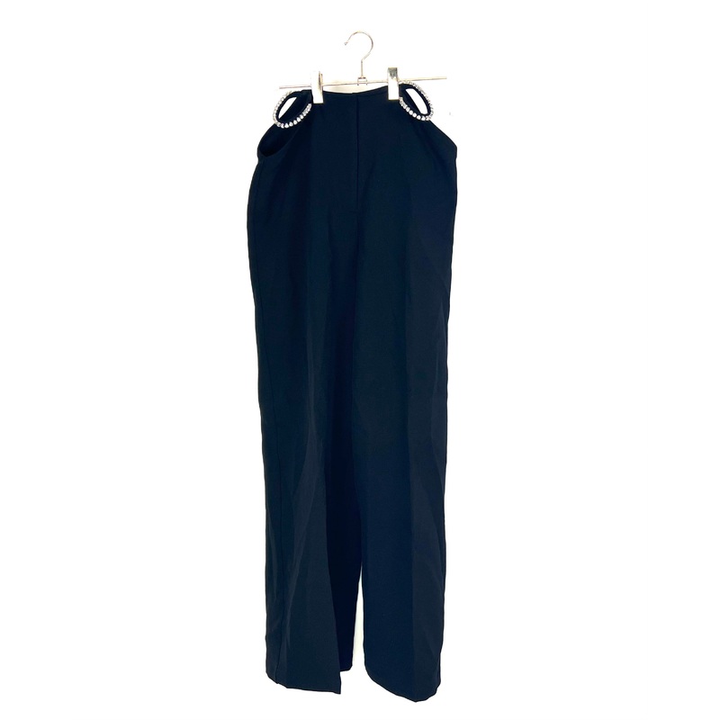 Black Rhinestone Cutout Wide Leg Pants – Size 6