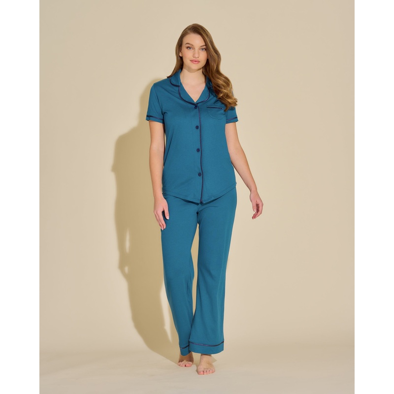 Conjunto De Pijama Con Camisa De Manga Corta Y Pantalones Mirtillo/Navy XS