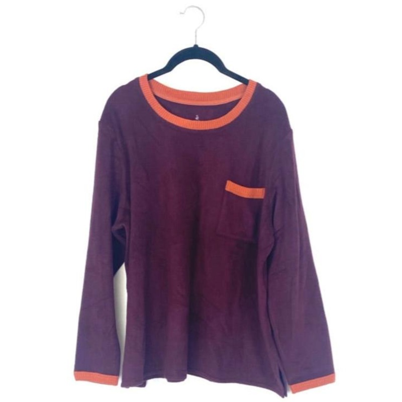 Maroon And Orange Fleece Top – PXL