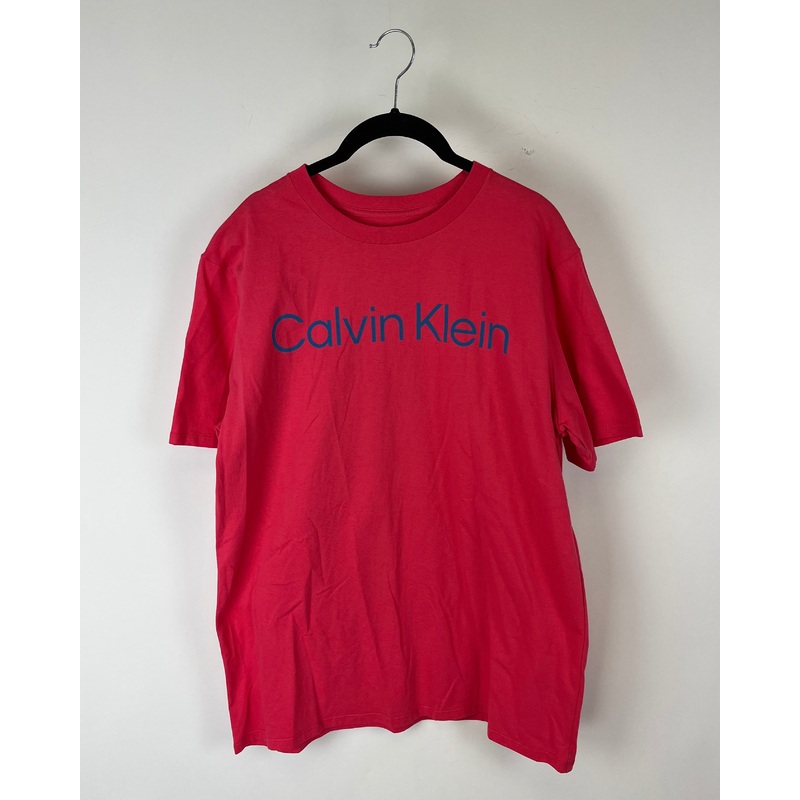 MENS Pink and Blue Logo T-Shirt – Medium