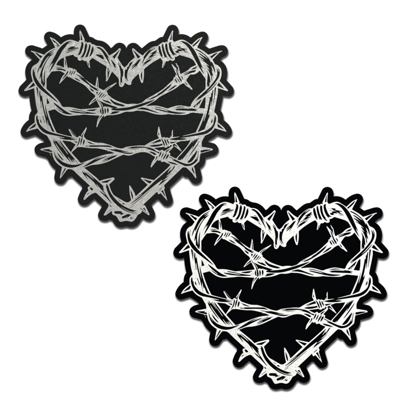 Barbed Wire Heart Pasties Reflective Nipple Covers by Pastease