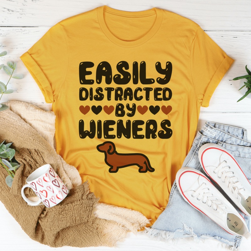 Easily Distracted By Wieners Tee Mustard S
