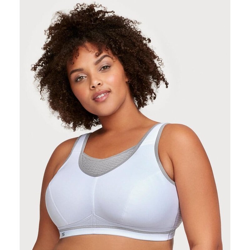 Glamorise No-Bounce Camisole Elite Wire-free Sports Bra – White/Gray 34C