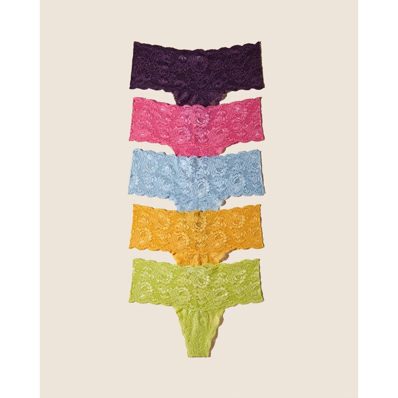 Lot De 5 Tangas Comfie Rani Pink Aasmani Blue Taaja Mango Zaadi Purple Chakra Green S/M