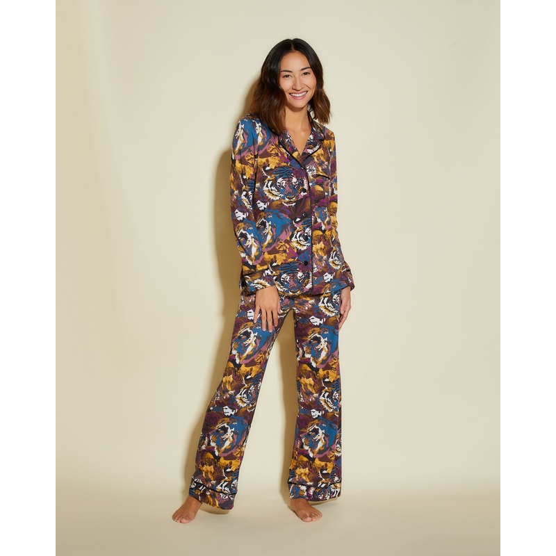 Pigiama Petite Stampato Con Top A Maniche Lunghe E Pantaloni Africa Tiger/Black PS