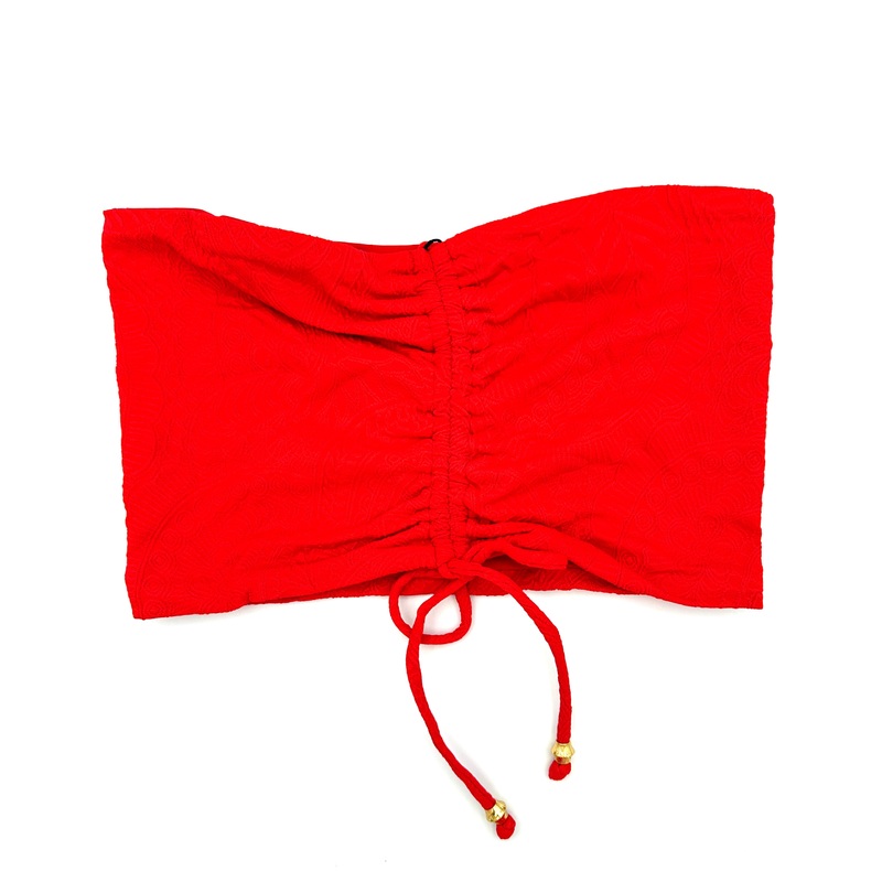 Red Embossed Bandeau Bikini Top –  XS, M, L, XL, XXL Extra Small (Size 2/4)