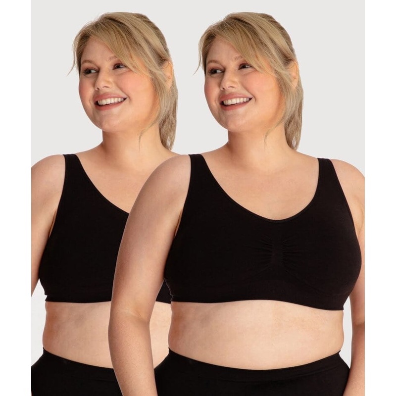 Underbliss Seamless Bamboo Blend Comfort Wire-free Bra 2 Pack – Black S