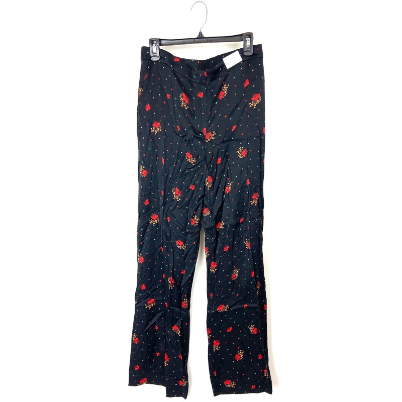 Black and Red Floral Print Pants – Size 8