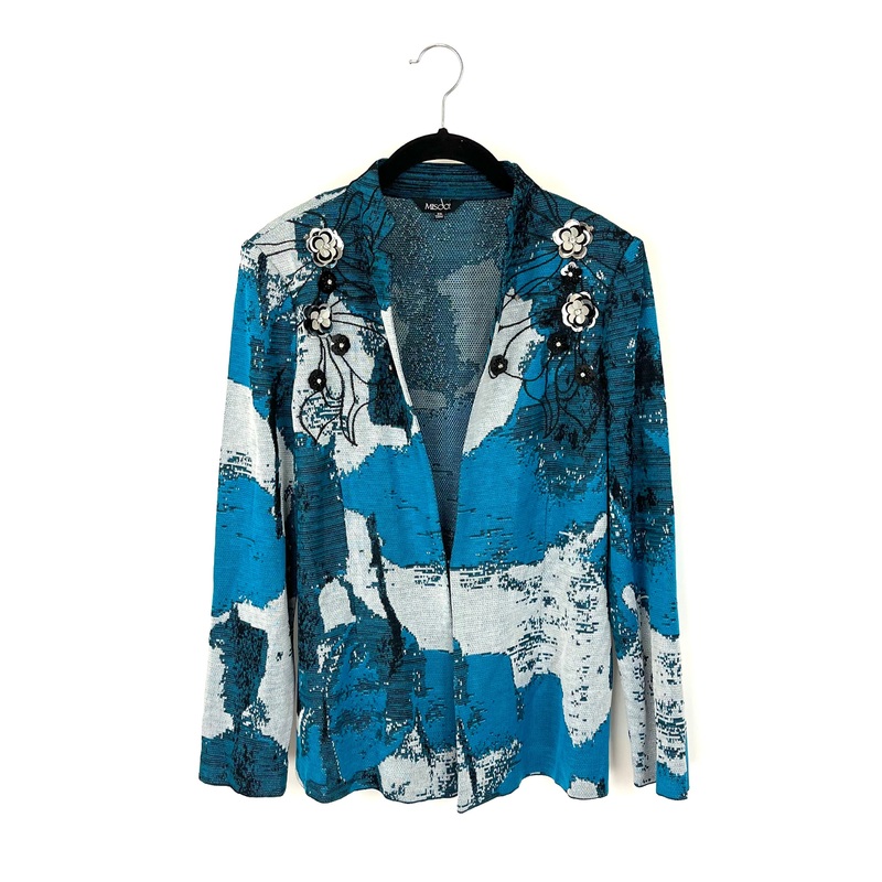 Blue Floral Accent Jacket – Size 2-4