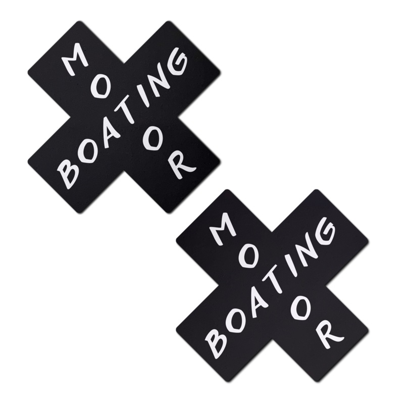 Plus X: ‘Motor Boating’ Black & White Cross Nipple Pasties by Pastease
