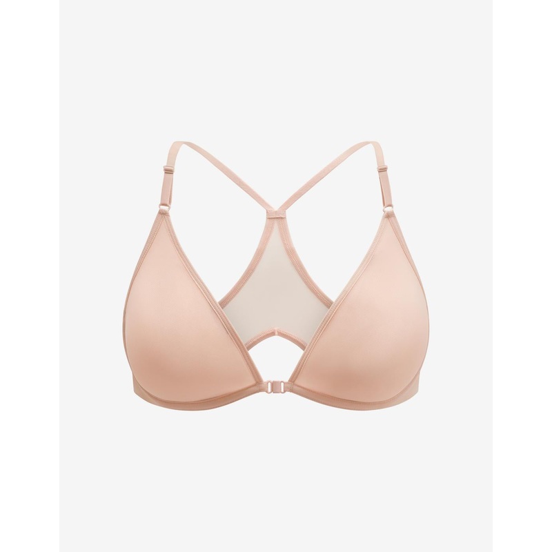 Bare Mesh Front Close Racerback Bra rose-dust 30B