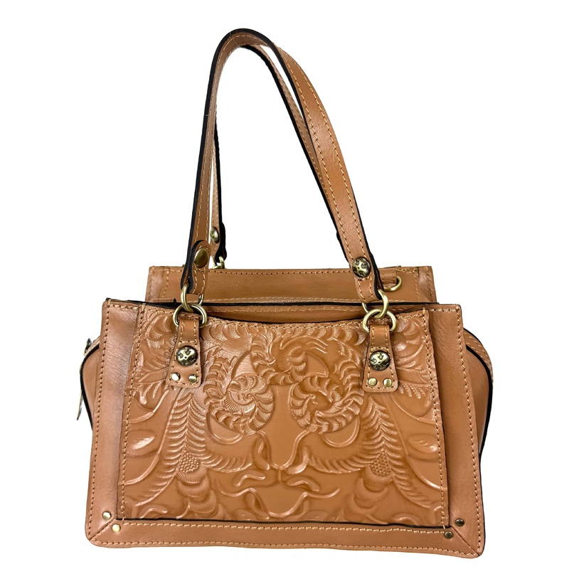 Brown Embossed Leather Handbag