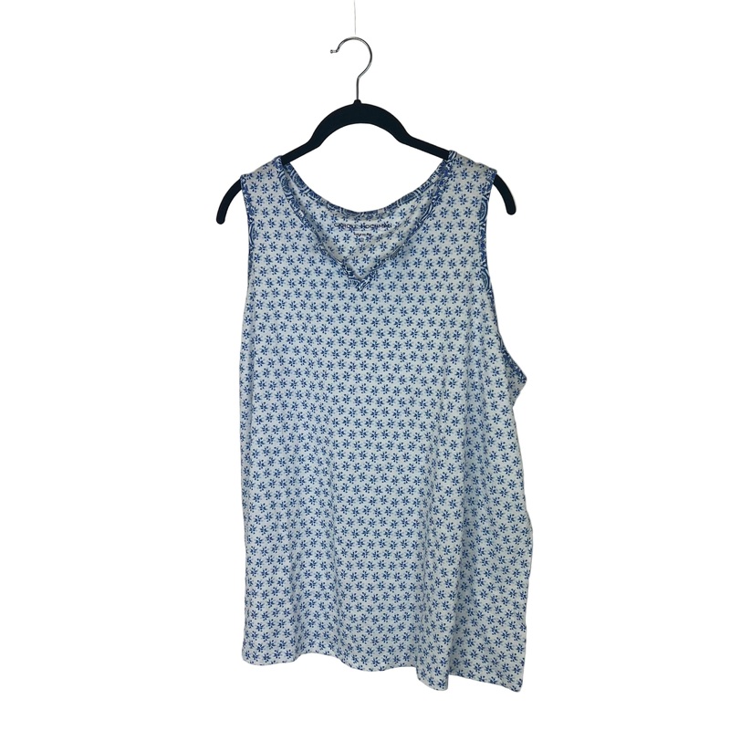 Light Blue and White Floral Sleep Tank – Size 12-14