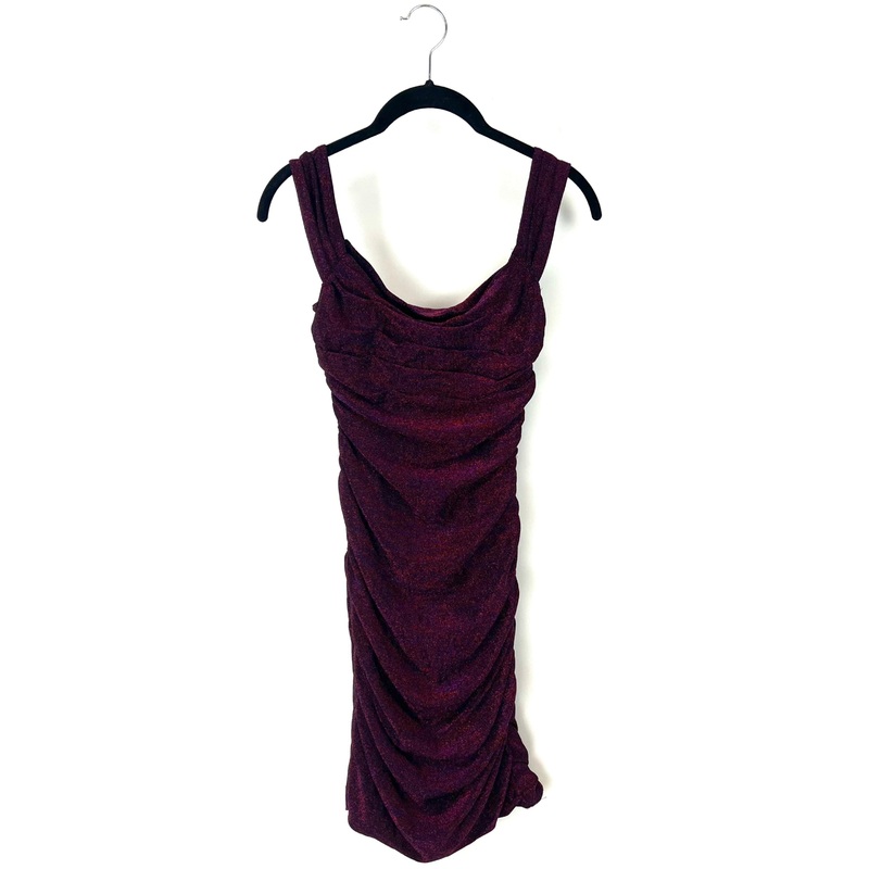 Maroon And Purple Metallic Sleeveless Mini Dress – Small