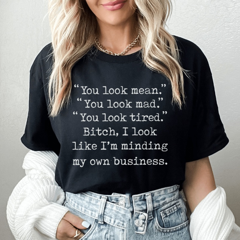 You Look Mean Tee Black Heather S