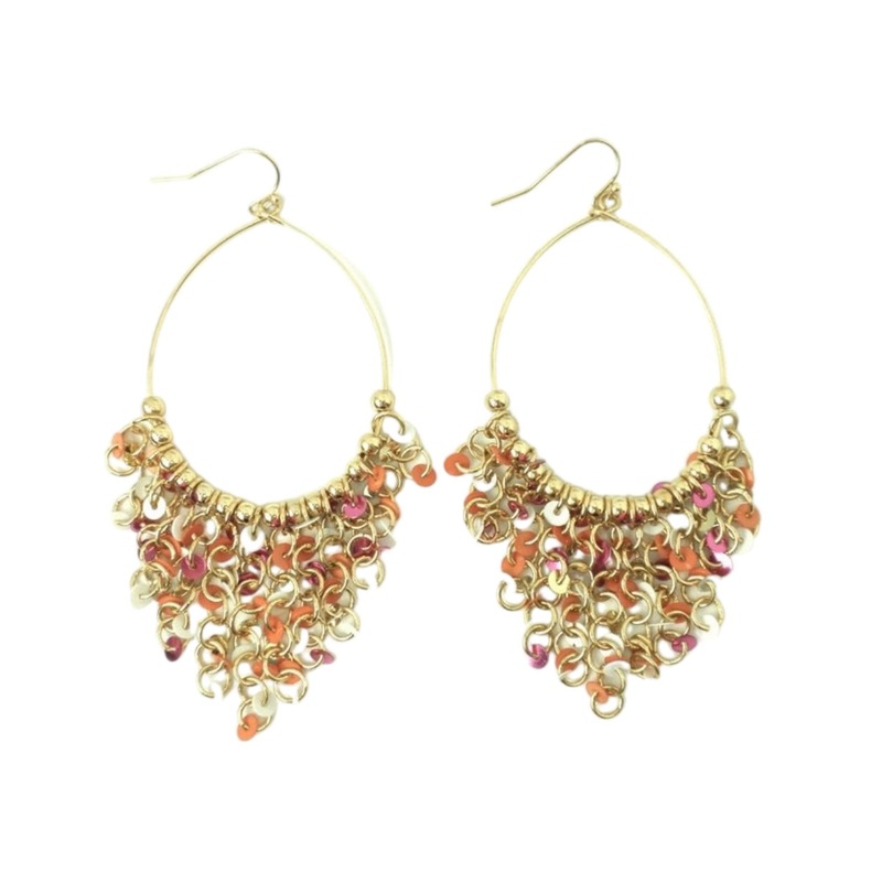 Gold Dangling Earrings with Sequins
