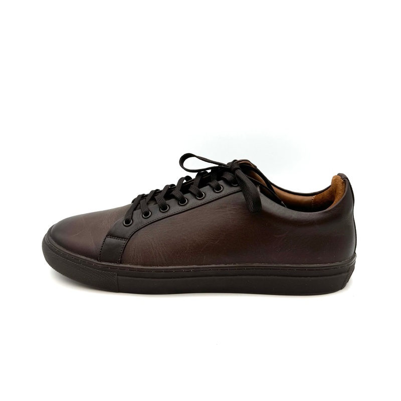 MENS Espresso Brown Leather Sneakers – Size 12.5