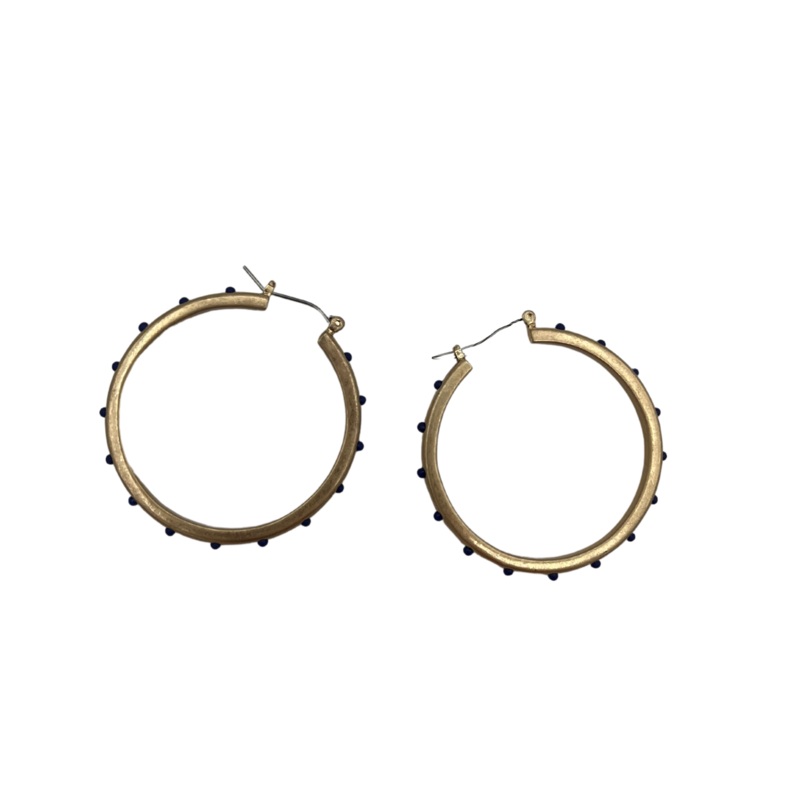 Navy Detailed Gold Hoops