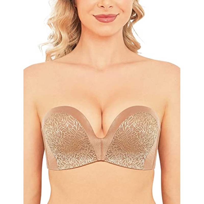 Strapless Bra Push Up Plunge Wireless Padded Multiway Contour Milk Coffee 32B/70B
