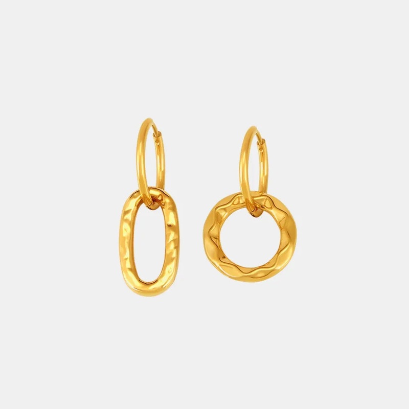 18K Gold-Plated Titanium Steel Annulus Earrings Gold One Size