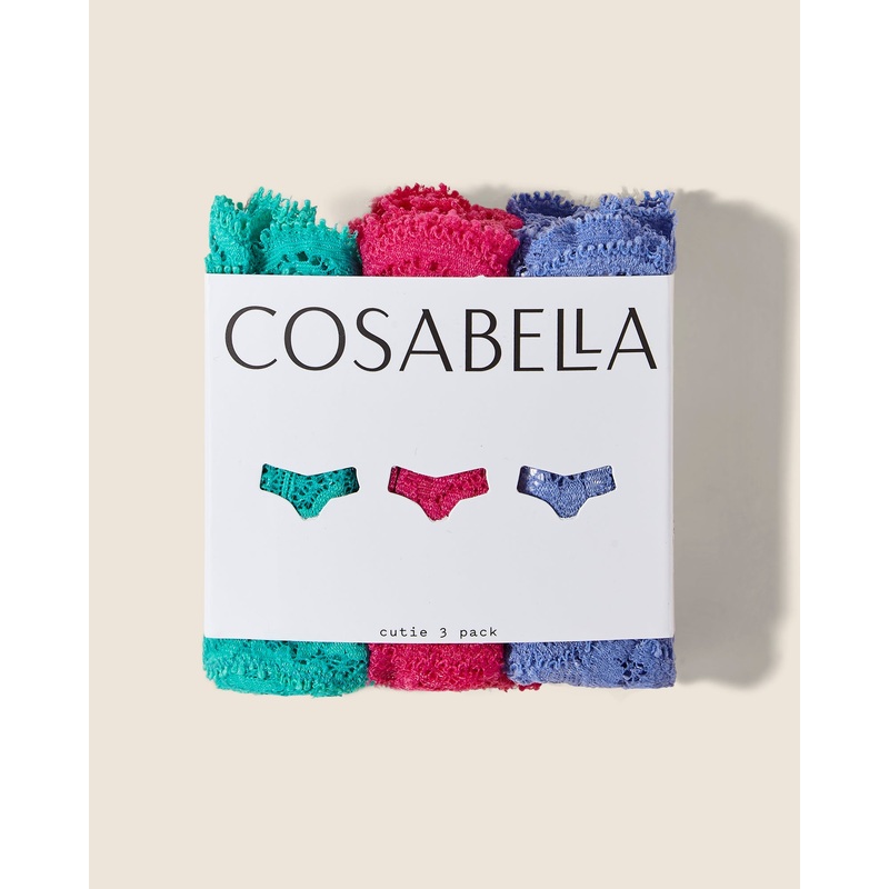 Confezione Di 3 Perizomi Portofino Blue Flori Pink Addy Green Taglia Unica