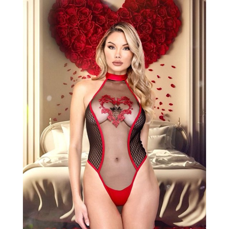 Cupid Heart Teddy Small Black/Red