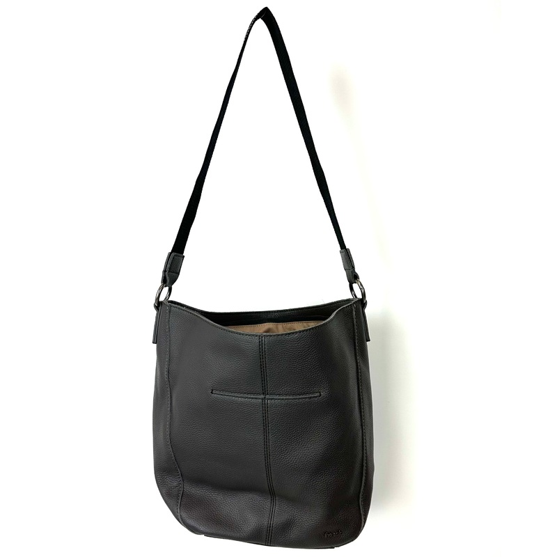 Dark Grey Leather Shoulder Bag