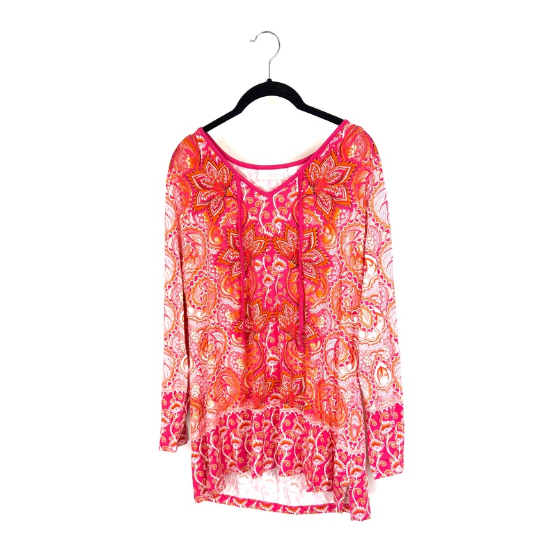 Pink And Orange Floral Flowy Blouse – Size 6/8