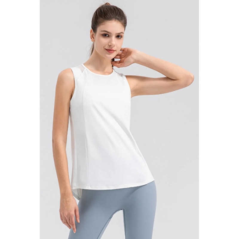 Round Neck Wide strap Active Tank White S