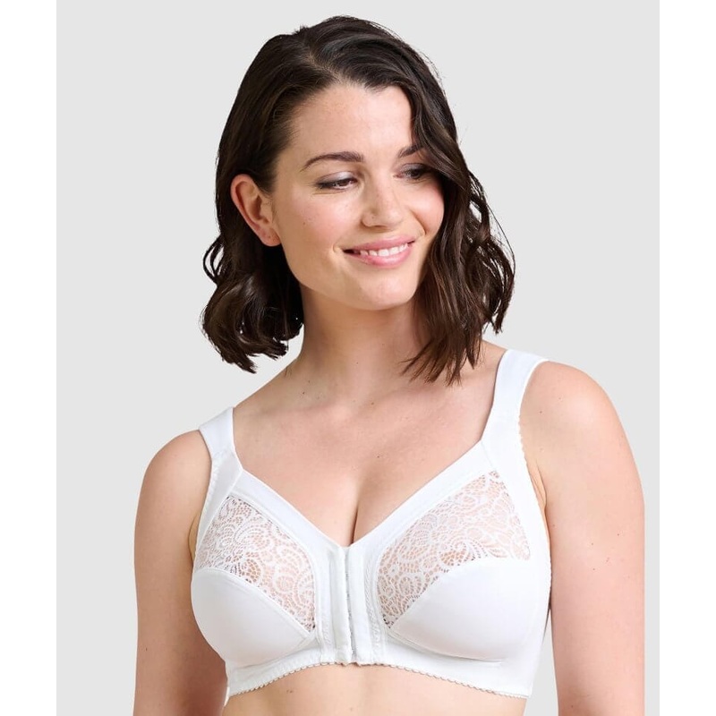 Sans Complexe Clara Front Closure Wire-free Lace Bra – White 44C