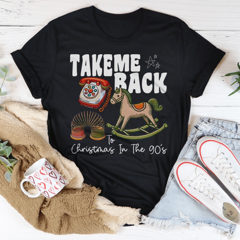 Take Me Back Christmas In The 90’s Tee Black Heather S