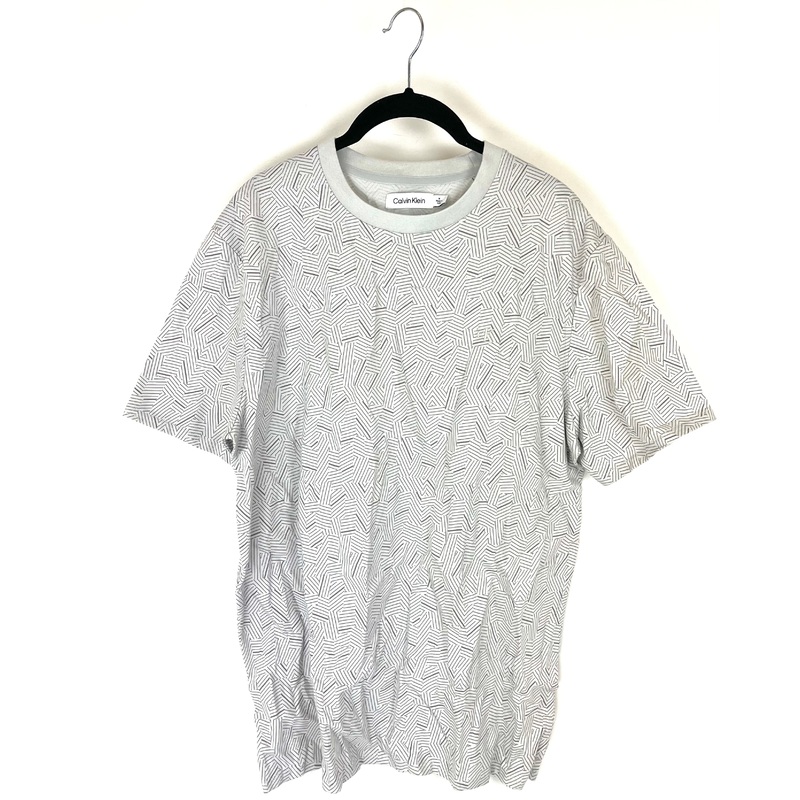 MENS Grey Linear Abstract T-Shirt – Medium