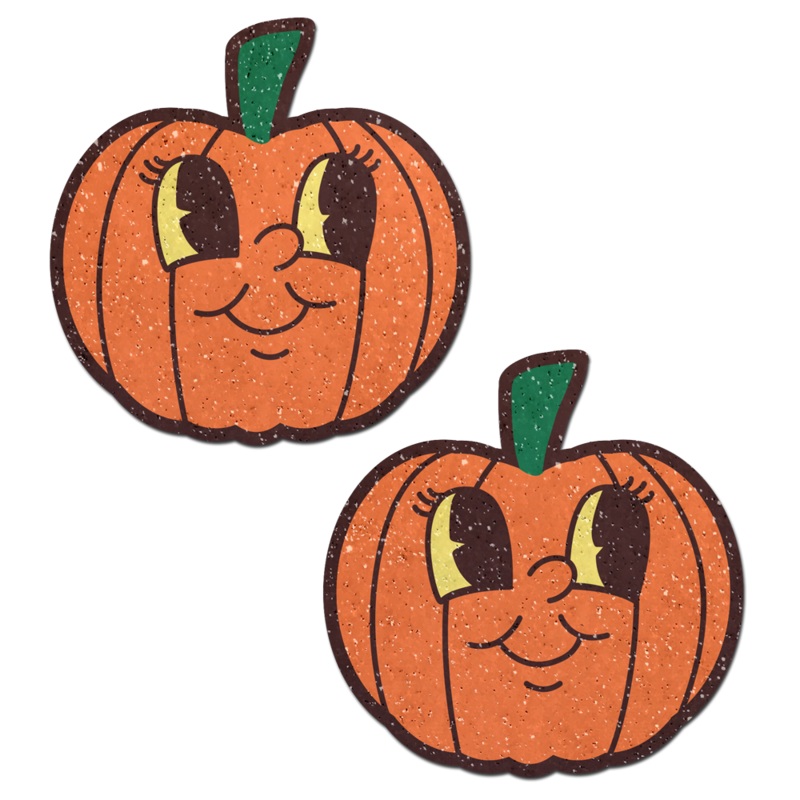Pumpkin Breast Pasties Cutie Pie Face Jack O’ Lantern Nipple Covers by Pastease