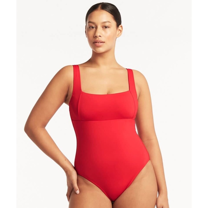 Sea Level Eco Essentials Square Neck One Piece Swimsuit – Red 4