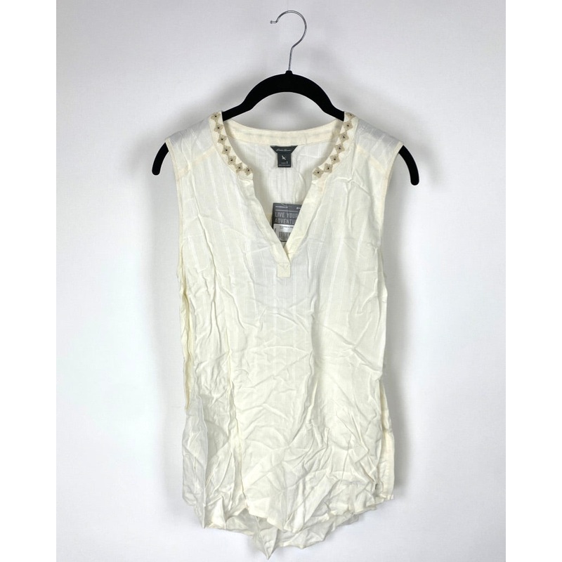 Sleeveless Ivory Blouse – Small