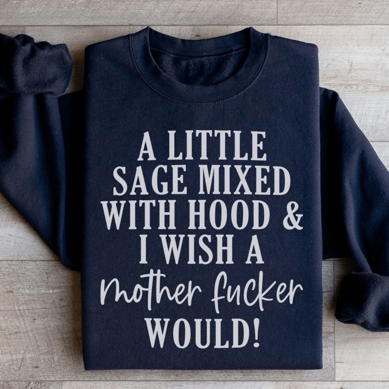 A Little Sage Mixed With Hood Sweatshirt Black S