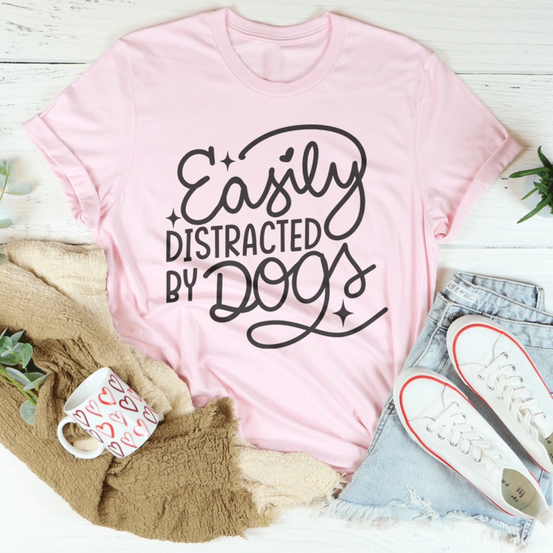 Easily Distracted By Dogs Tee Black Heather S