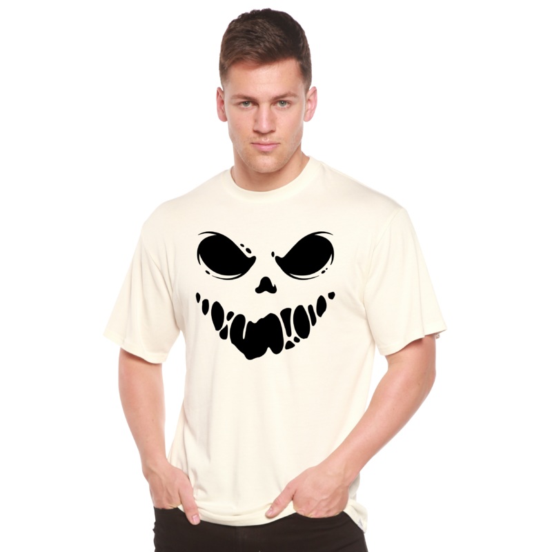 Halloween Boo Men’s Bamboo Viscose/Organic Cotton Short Sleeve Graphic T-Shirt Medium Black