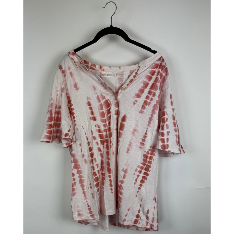 White and Pink Tie-Dye Top – Size 14/16
