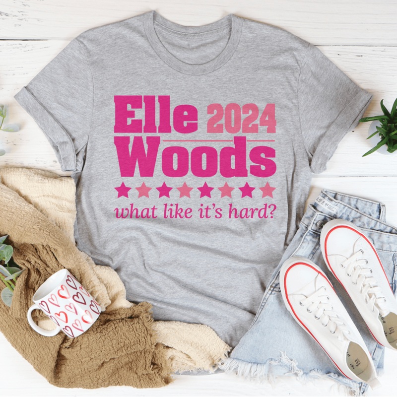 Elle Woods 2024 What Like Its Hard Tee Black Heather S
