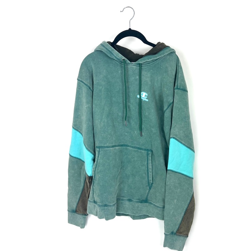 Emerald Green Washed Hoodie – Medium