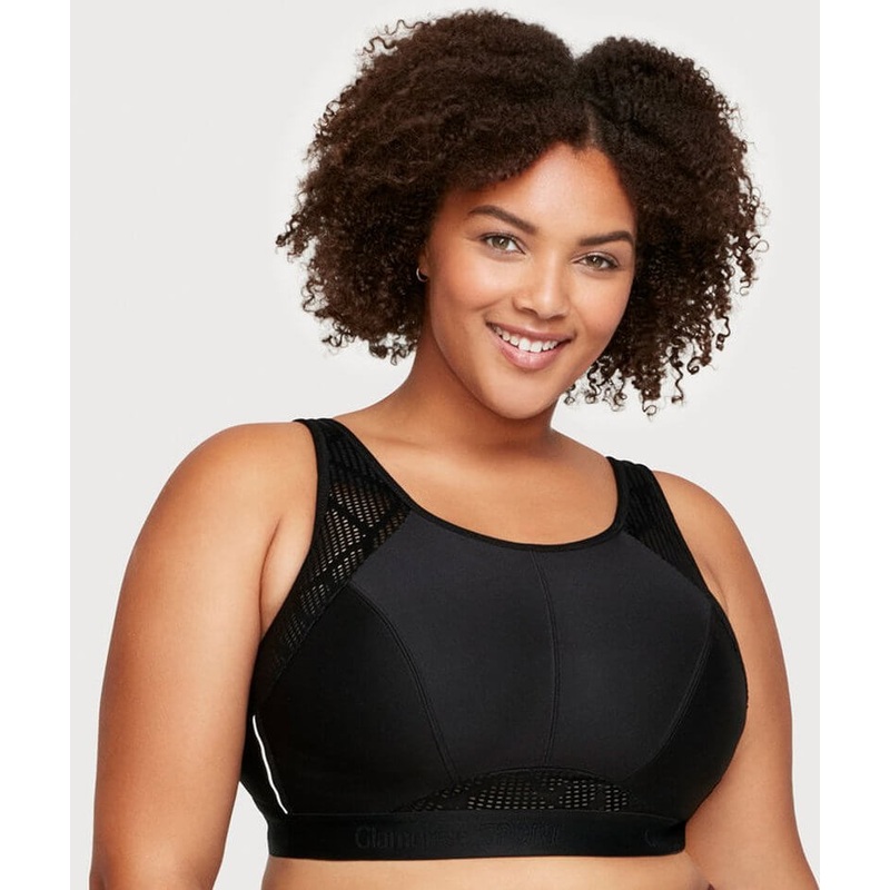 Glamorise No-Sweat Mesh Wire-free Sports Bra – Black 34C