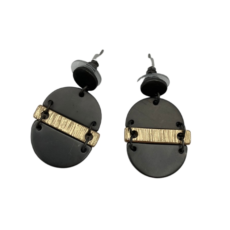 Gunmetal and Gold Oval Earring