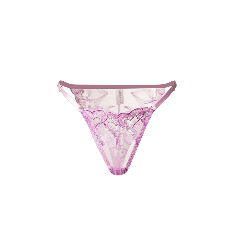 Purple Embroidered Thong PURPLE S