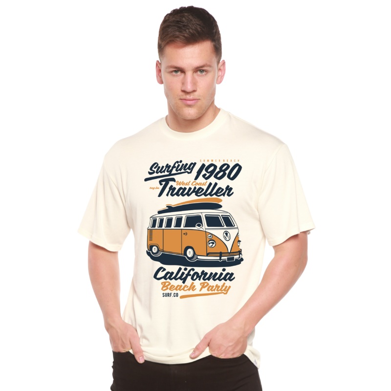 Surfing 1980 Spun Bamboo Men’s Bamboo Viscose/Organic Cotton Short Sleeve Graphic T-Shirt Medium Black