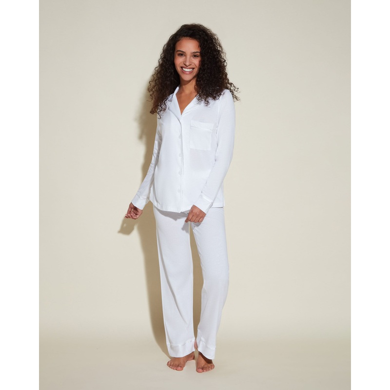 Conjunto De Pijama Petite Con Camisa De Manga Larga Y Pantalones White/White PS