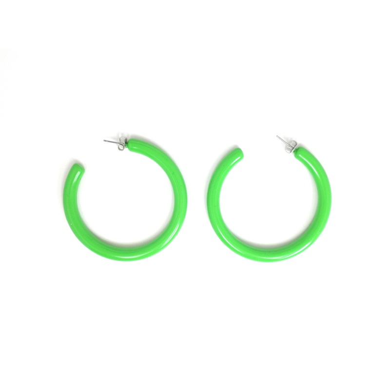 Green Hoop Earrings