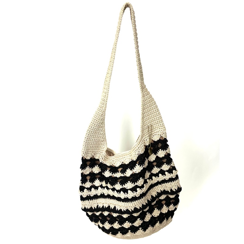 Black And White Crochet Shoulder Bag