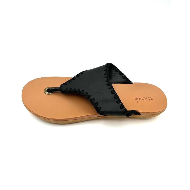 Black Leather Thong Sandal – Size 9